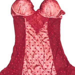 NWT SEDUCTIVEWEAR by CINEMA ETOILE Babydoll Lingerie with G-string Set Red S